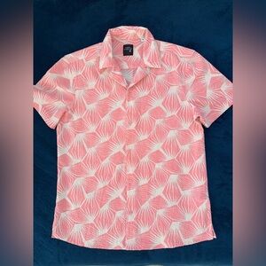 Essex crossing pink and White Casual Button Down Shirt with Tropical Print